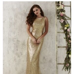 Christina Wu Gold Sequin Gown